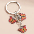 Fashion Women Girls Promotion Gift Colorful Enamel 3 Piece Charm Butterfly Keychain for Bags