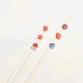 Factory Directly Brand Logo Custom Funny Cartoon Design Glass Straw Borosilicate Glass Drinking Straw
