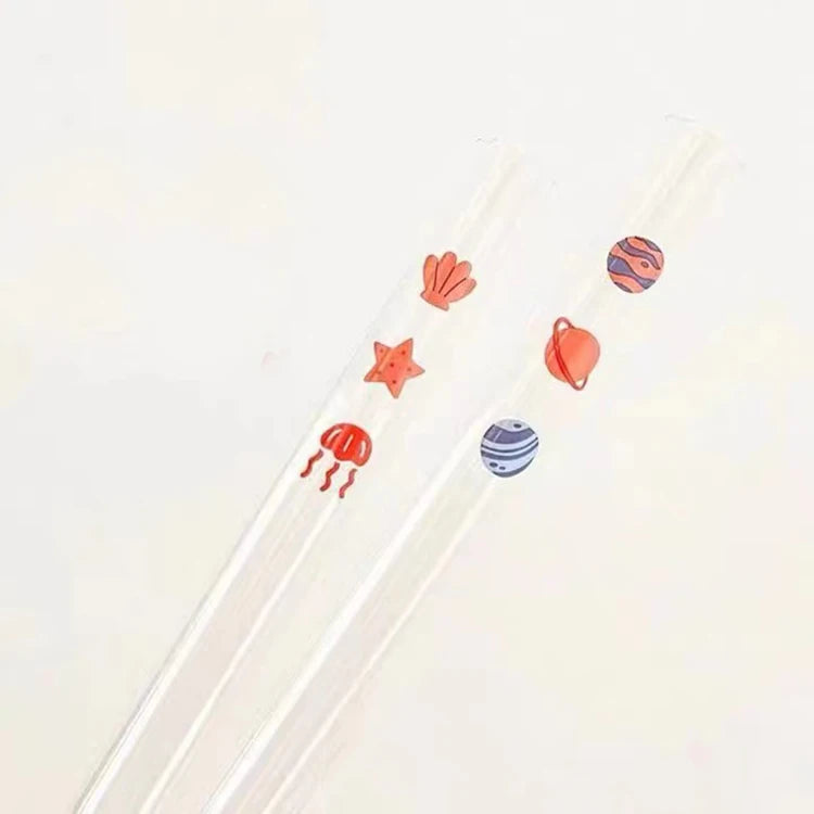 Factory Directly Brand Logo Custom Funny Cartoon Design Glass Straw Borosilicate Glass Drinking Straw