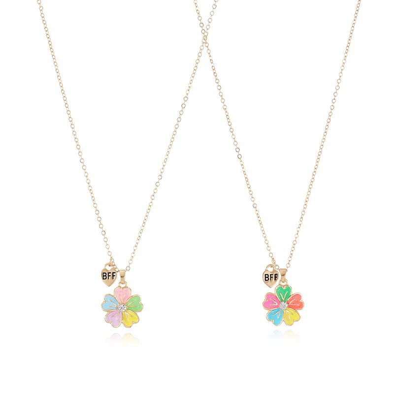 Best Friend Fashion Zinc Alloy Enameled Gold-Plated Flower Pendant Necklace Cute Style Weddings Parties Great Girls' Jewelry