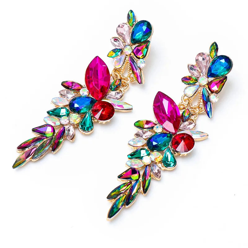 Kaimei 2025 Earring 3 Colors New Arrivals Rhinestone Long Drop Earrings for Women Girl Party Wedding Dangle Crystal Drop Earring