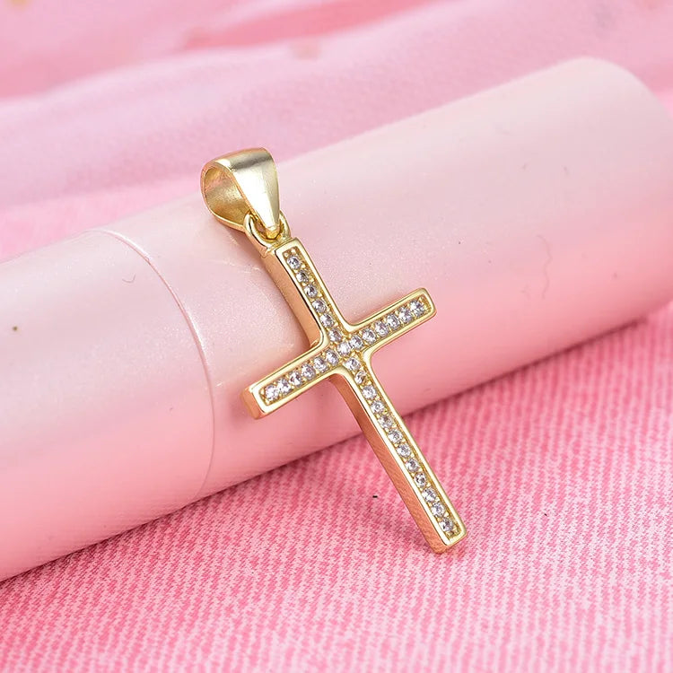 Poliva Fashion Jewelry 925 Sterling Silver Pendants 3A Cubic Zirconia Simple K Gold Cross Pendant