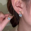 New Arrival Shining Rhinestone Earrings Korean Style Silver Needle Zircon Stud Earrings Delicate Gold Cross Fishtail Earrings