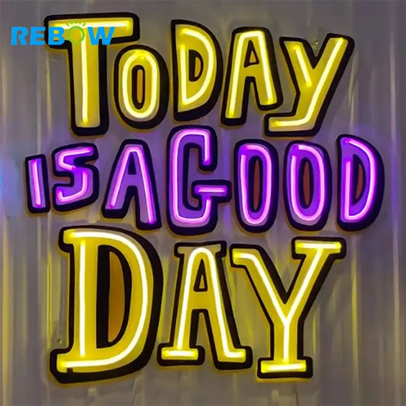 Rebow Drop Shipping No MOQ Customized Acrylic UV Printed Neon Sign Custom for Christmas Decoration