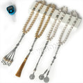 Religious Islamic Pearl Silver Plated 10mm 33-Piece Beaded Necklace Muslim Prayer Beads Misbaha Subha Unisex Anniversary Gift