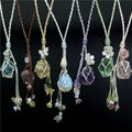 Wholesale Hand-Woven Crystal Rough Quartz Stone Car Hanging Chakra Raw Gemstone Ornament Hanger Decor for Parties