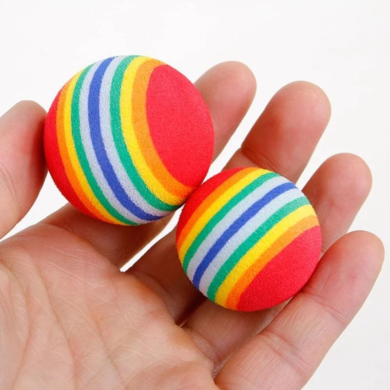 Rainbow EVA Pet Toys Ball Interactive Rattle Scratch EVA Ball Training Balls Pet Toys Cat Dog Play Chewing