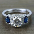 CAOSHI New Design Square Shaped Sparkling Zircon Round Blue Crystal Wedding Rings for Silver Plated CZ Rings for Women Jewelry