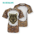 Subbank Wholesale Unisex Sublimation T Shirts 200G Polyester Leopard Print Faux Bleached Tshirts Sublimation Bleach Shirt