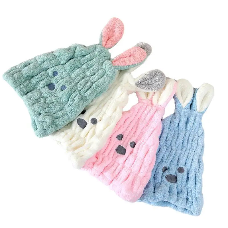 Thick Coral Fleece Cute Long Ear Rabbit Dry Hair Cap Shower Bath Towel Strong Absorbing Drying Ultra-Soft Hat Turban