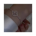 GT Pulseira Feminina Micro-inlaid Zircon Hollow Flower Bracelets Crystal Four Lucky Leaf Bracelet for Women