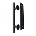RHETECH Rustic Black 12\" Sliding Barn Door Hardware Set BSCI OEM ISC Factory Flat Back-Plate Design Steel Pull Flush Door