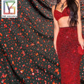 New Design Popular Stone Handmade Red Rhinestone Tulle Fabric Crystal Stretch Mesh Lace Crystal Lace Fabric