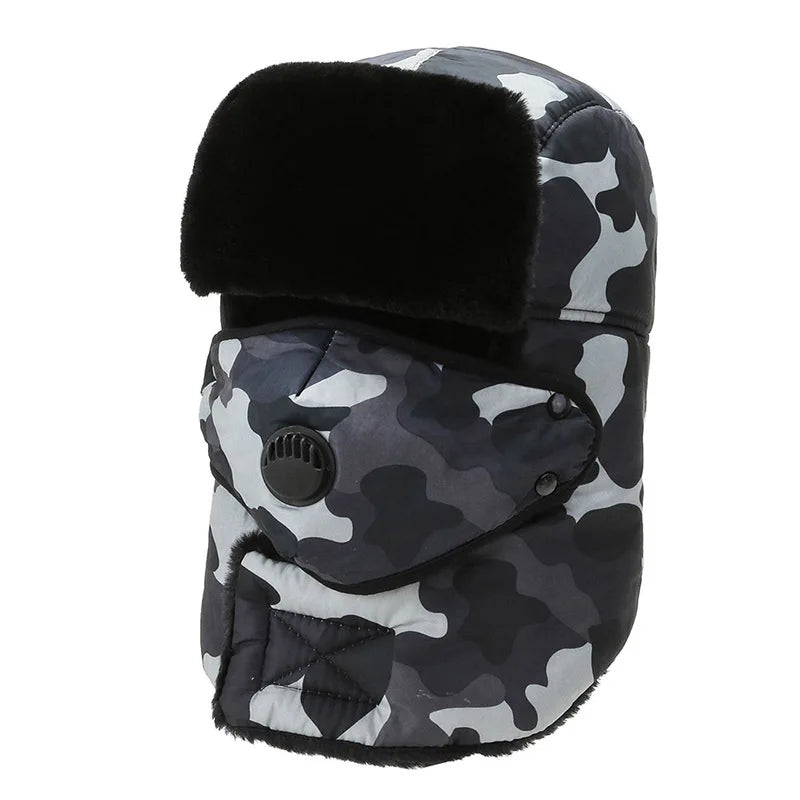 Camouflage Trooper Trapper Hat Bomber Hats Cotton Winter Warm Waterproof Wind Proof Hat With Breathing Valve