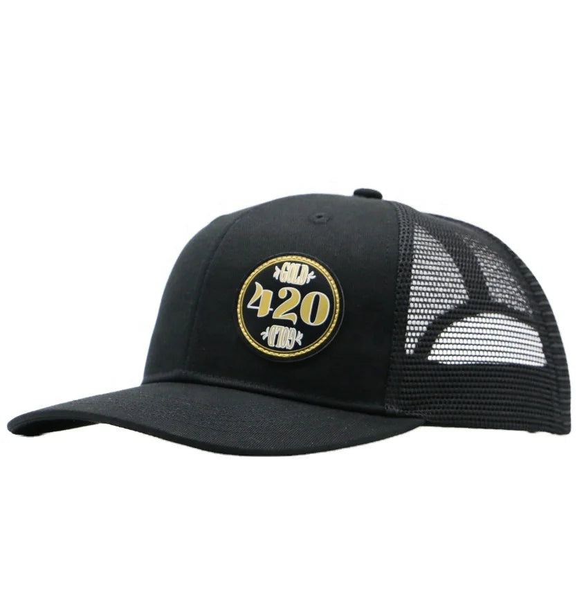 Custom 6-Panel Baseball Cap Low Profile Trucker Hat with Embroidered Logo Cotton Mesh Handcrafted Leather Patch Image Style
