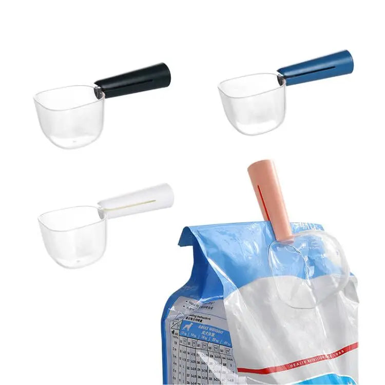 Manufacturer Wholesale Multi-functional Sealing Clip Cat Dog Food Scoop with Scale Measurement