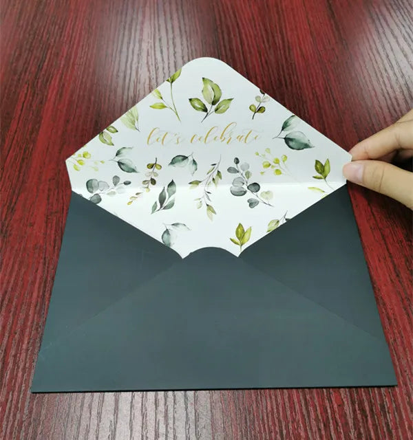 Custom Design Wedding Cards and Envelopes for Invitation Card Offset Printing Black White Red Kraft Paper Envelopes Die Cut