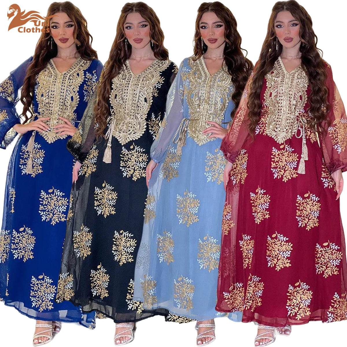 4076  Wholesale Women Dubai Tutkish Arab Kaftan Long Sleeve Maxi Dress Ethnic Islamic Clothing Eid  Muslim Dress