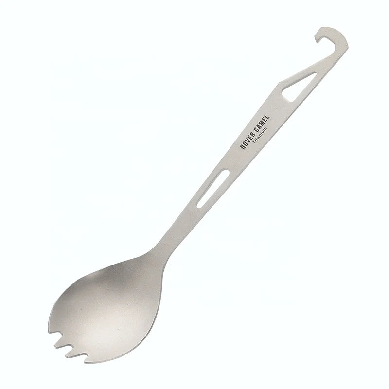 Titanium 3-in-1Camping Spork Spoon Fork & Bottle Opener Combo Utensil Outdoor Camping Titanium Spork with Bottle Opener MegaBDM