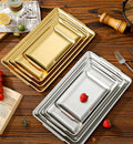 Light Luxury Eco-Friendly Western Food Wedding Dinner Tableware High Quality 304 Stainless Steel Double Ear Plate Shallow Metal