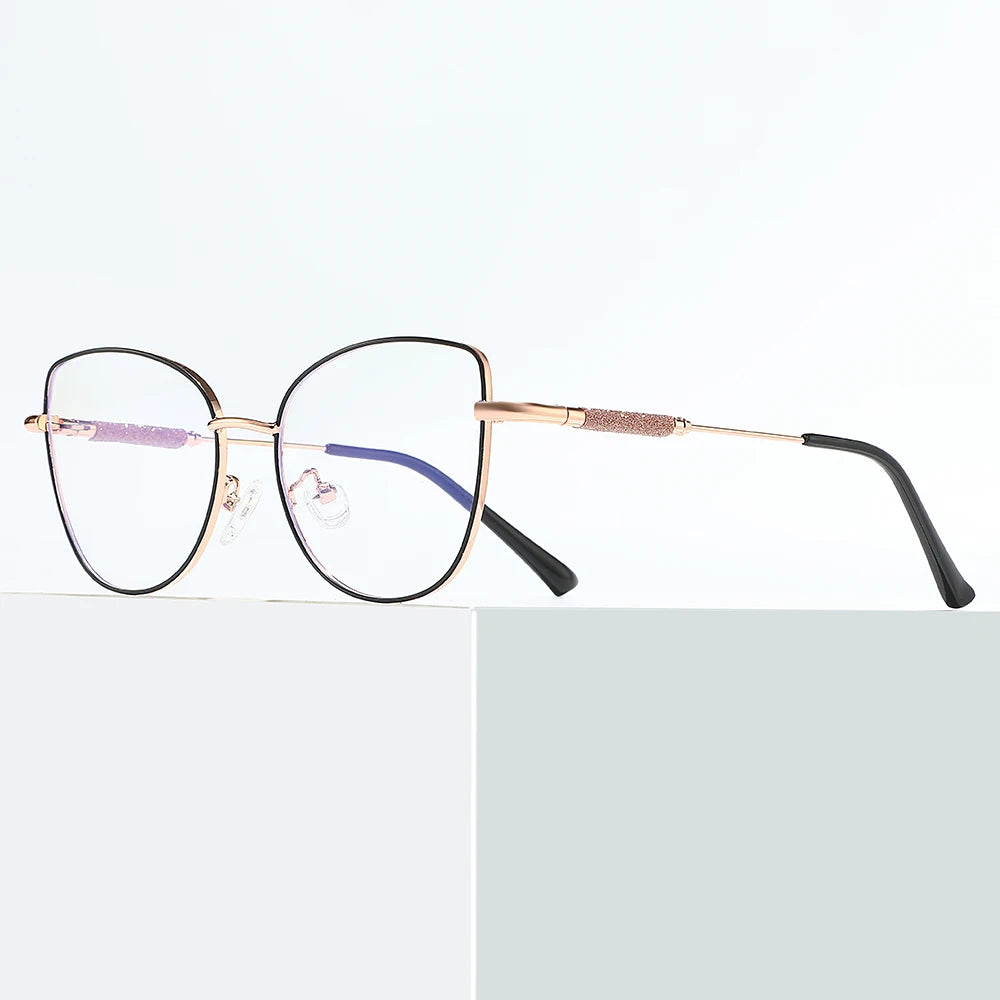 Computer Glasses Frame Blue Light Blocking Metal Eyeglasses Frame for Women Logo Custom Eyewear