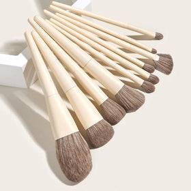 HMU Professional Custom Logo Wood 10pcs Wooden Handle Super Soft Synthetic Hair 10pcs Face Women Makeup Brush Set Cosmetic