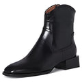 Women's Fall Winter Comfort Chelsea Ankle Boots Stylish Genuine Leather Slip-on Booties Fashionable Insole Rubber EVA Flat Shoes