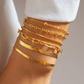 Fashion Jewelry Women's Bracelet Set Gold-plated Hip-hop Metal Stacking Chain Personalized Hand Jewelry Snake Bone Chain