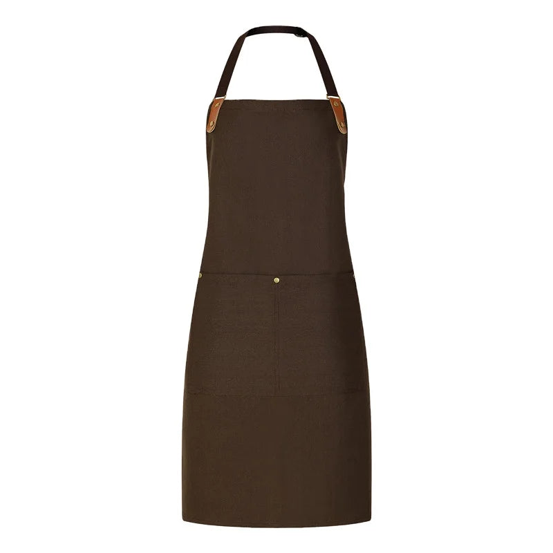 High Quality Custom Logo or Embroidery Cotton Long Cobbler Work Apron BBQ Apron Chef Cooking Kitchen Apron