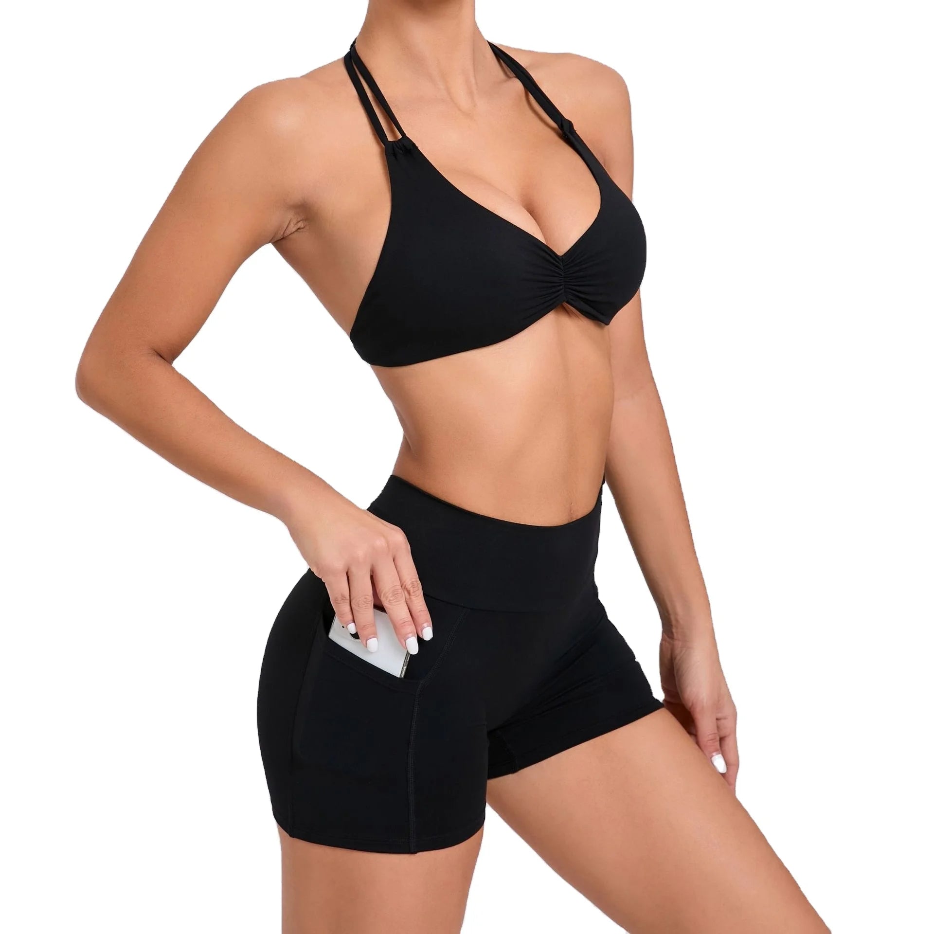 2Pcs Quick Dry Bra Shorts Women's Slimming Beauty Back Gym Active Wear Running Exercise Yoga Set Fitness Clothing Women