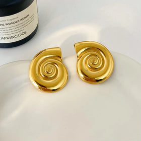 New Fashion Jewelry Exaggerated Stainless Steel Earrings 18K Gold Plated Titanium Steel Conch Thread Dancer Earrings