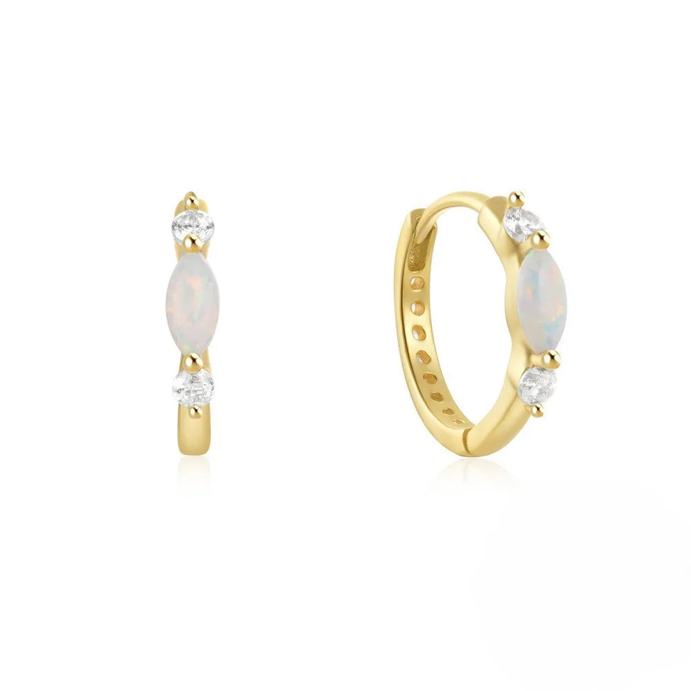 Hot Selling S925 Sterling Silver Round Micro-Inset Zircon Earrings Fashion Opal Earrings for Women