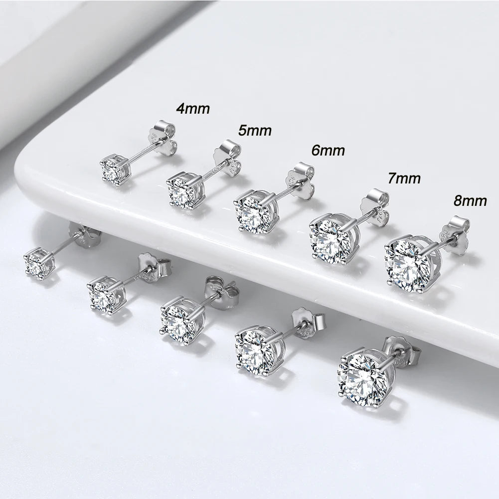 BAPE35 RINNTIN Aretes Joyas Wholesale Hypoallergenic 925 Sterling Silver Round Cubic Zirconia Stud Earrings for Women