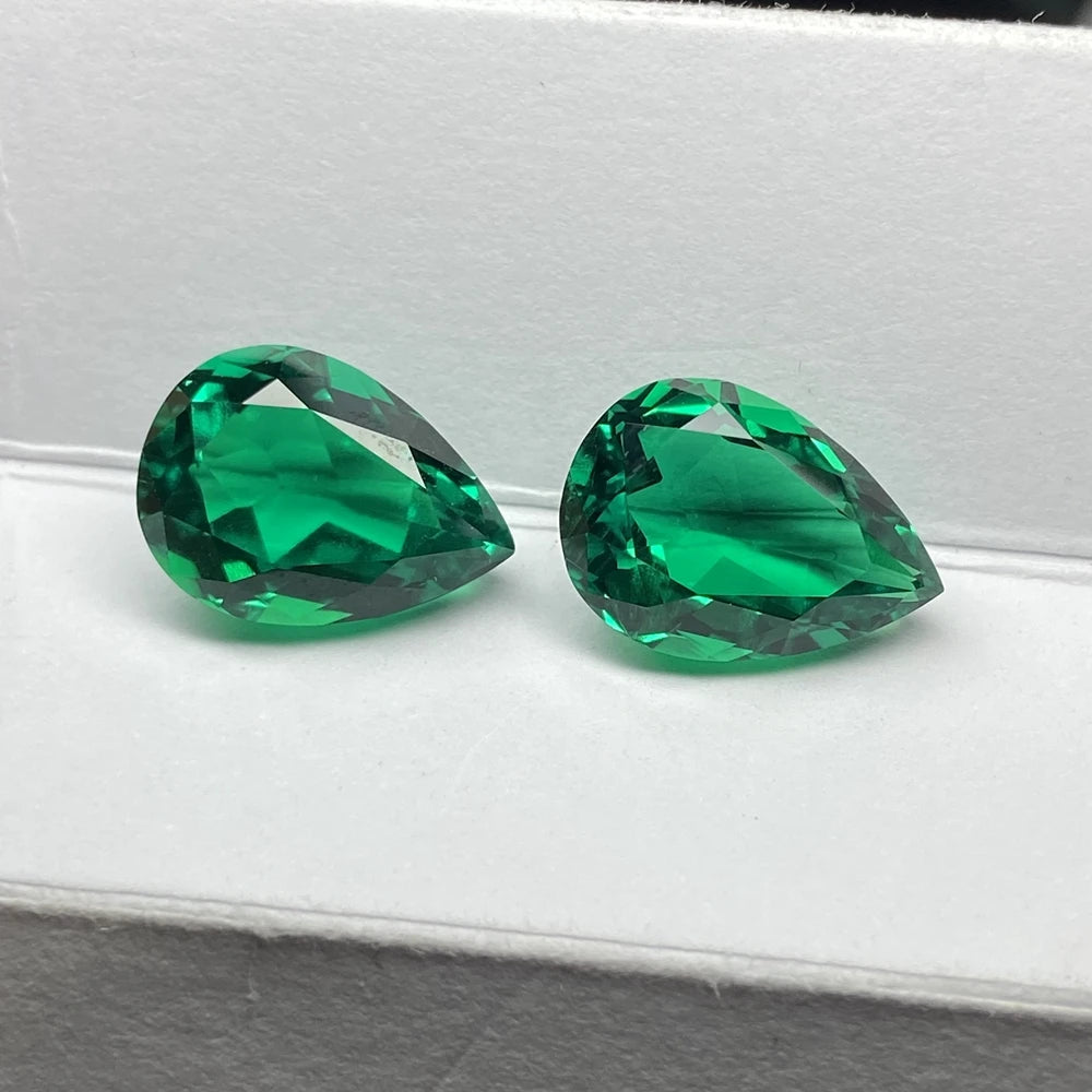 Created Emerald 10x14mm 4.7ct Hydrothermal Columbia Green Inclusion Pear Lab Emerald