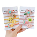 JO 5-pcs Set Children's Cartoon Flower Resin & Rubber Rope Hair Tie Baby Hair Ring Kids Hair Accessories