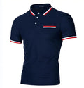 Summer Fashion Men's Clothes Two-color Splicing Ribbon Design Polo Shirts Casual Short-sleeved Men's Custom Polo Shirts