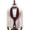 One Button Men Suits Burgundy Lapel Costume Homme Fashion Wedding Party Men Suits 3 Pcs Groom Prom Blazer Terno Masculino
