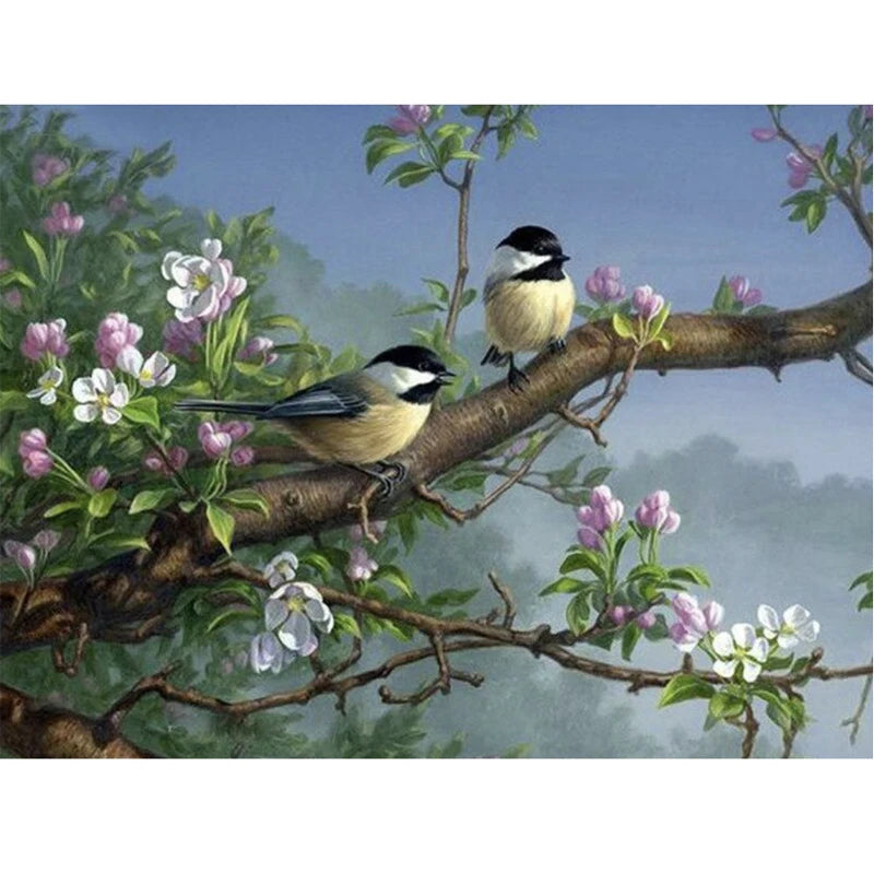 Wholesale 5d Diamond Painting Full Drill Bird Sparrow on the Branch Diamond Embroidery Rhinestones Home Decor Diamond Wall Art