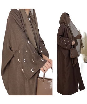 New Arrival Abaya Women Kimono Muslim Women Dress Moon Embroidery EID Abayas Robe Femme L0101