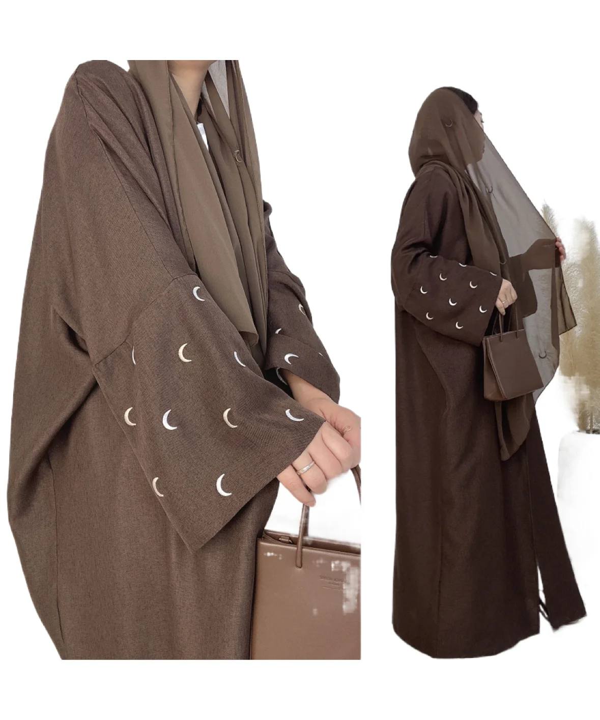 New Arrival Abaya Women Kimono Muslim Women Dress Moon Embroidery EID Abayas Robe Femme L0101