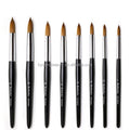 High Quality Real Hair Kolinsky Oval Aluminum Acrylic Nail Brush Flat Head 100% Kolinsky for Nails