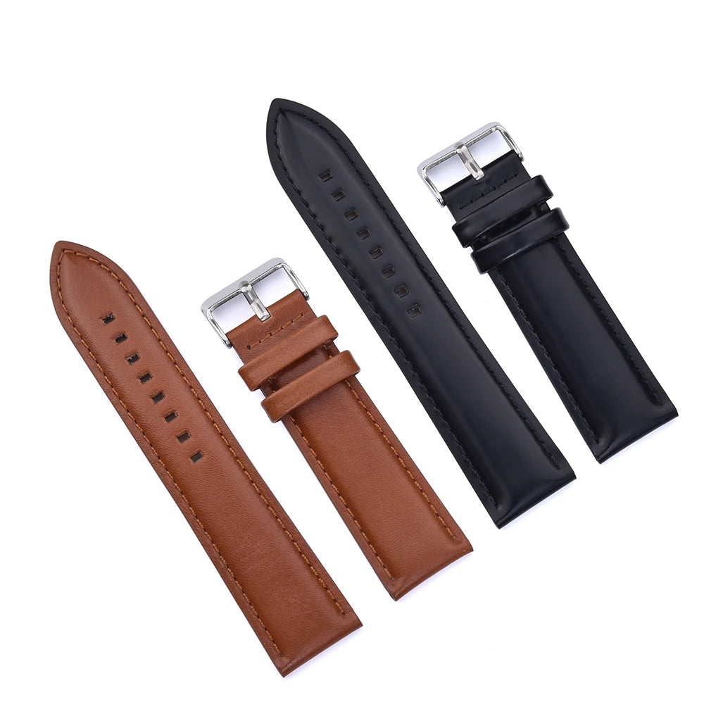 MZDTIMK CHARM 20mm 22mm 24mm 26mm Two-Piece Leather Watch Band & Strap with Padded Design for Smartwatch-Comfortable Fit