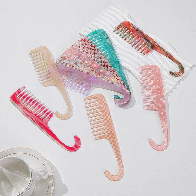 PDANY New Design Vintage Wholesale Fashion Eco Friendly Wide Tooth Comb Excellent Cellulose Acetate Massage Comb for Women
