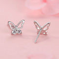 Dainty 925 Sterling Silver Mini Rhinestone Crystal Butterfly Stud Earrings for Women