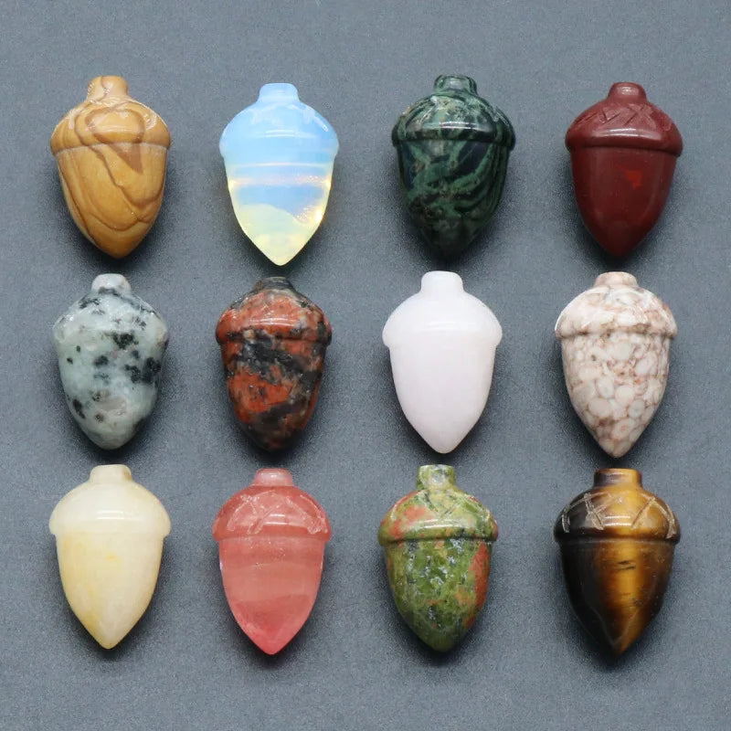18*26mm Natural Semi-precious Craved Pine Cone Shape Crystals Crafts Healing Stone 12pcs/pack for Beautiful Home Decor