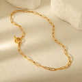 Meetyoo Waterproof Stainless Steel Paper Clip Chain Necklace Non Tarnish OT Buckle Simple Trendy 18K Gold Plated Women Necklace