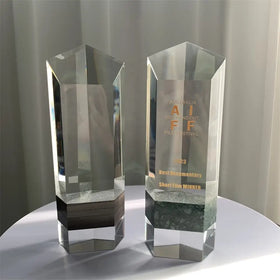 ADL New Product Wholesale Pentagon Crystal Glass Trophy Awards With Stone Cheap Wholesale Trophy