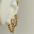 2024 Dazan New 18k Gold Plated Unique Hypoallergenic Stainless Steel Chain Zircon Pendant Vintage Design Earrings for Women