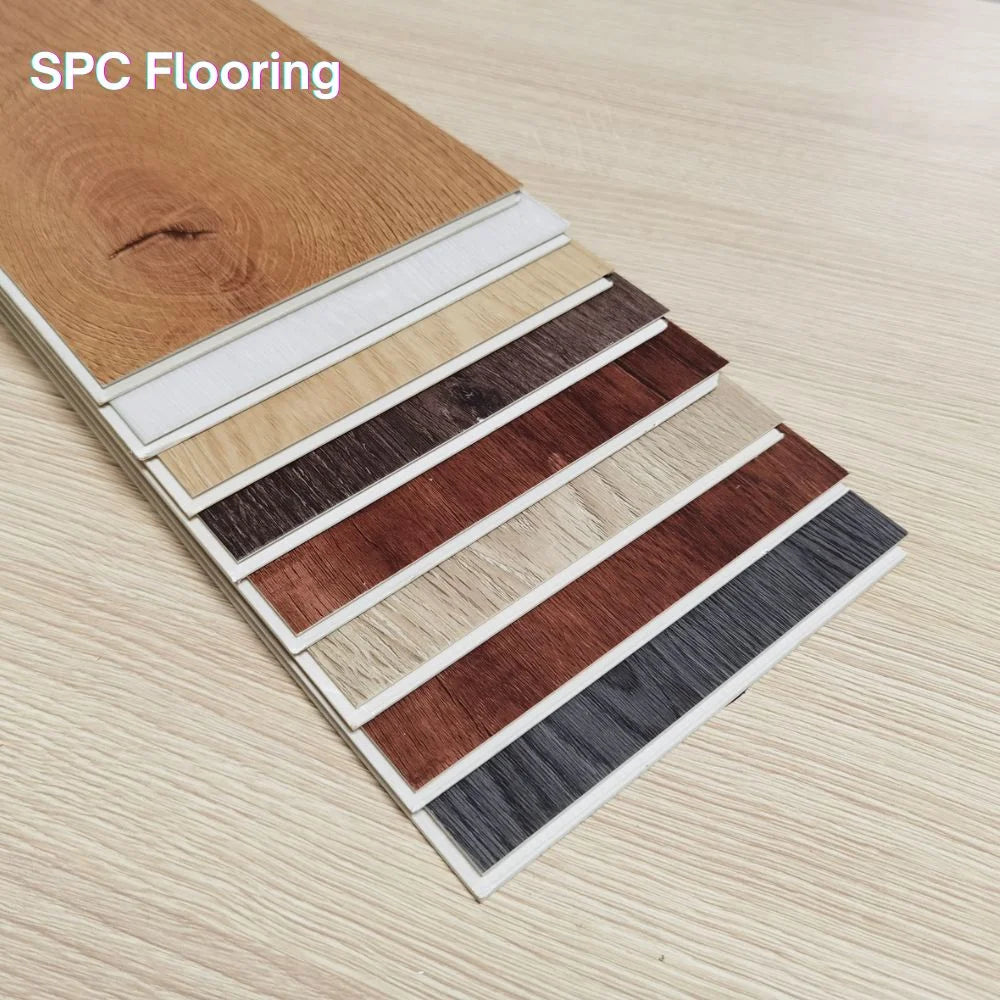 Waterproof Wood Grain 4mm 5mm 6mm 8mm Rigid Core Plastic Pvc Vinyl Plank Tile Unilin Interlocking System Click Lock Spc Flooring