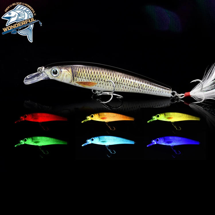 100mm Hard Plastic Glow Topwater Luminous Floating Minnow Fishing Bait Electronic Lure With USB Charge